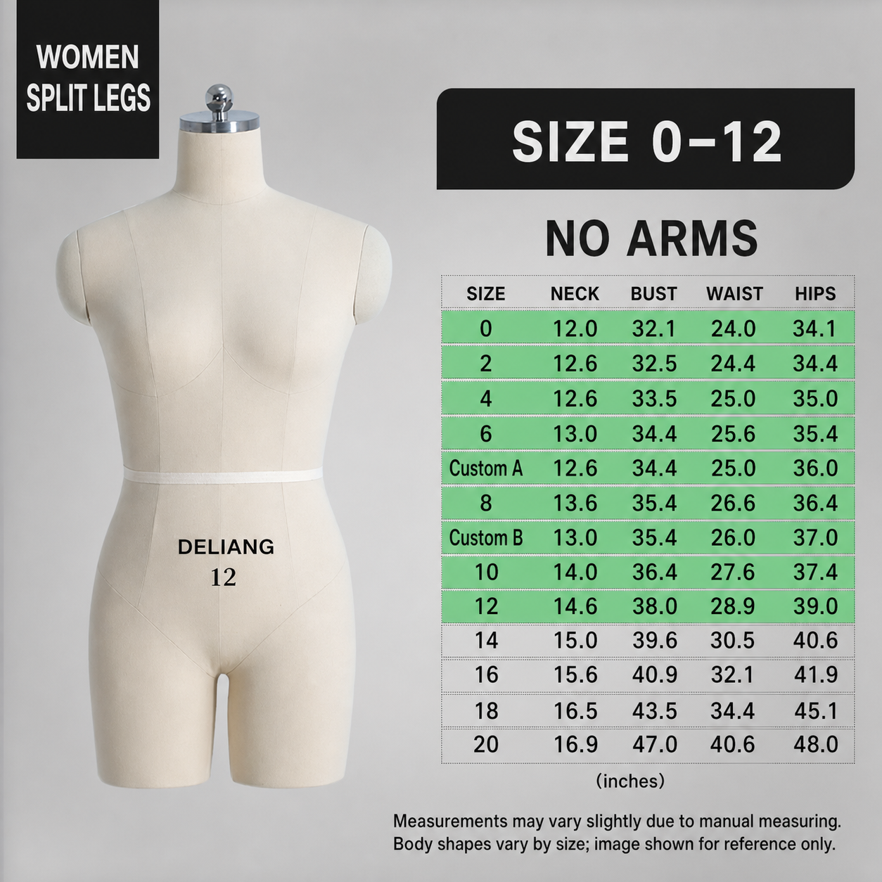 DE-LIANG Professional Female Dress Form - Half Body Pinnable Sewing Mannequin for Draping & Pattern Making With Base