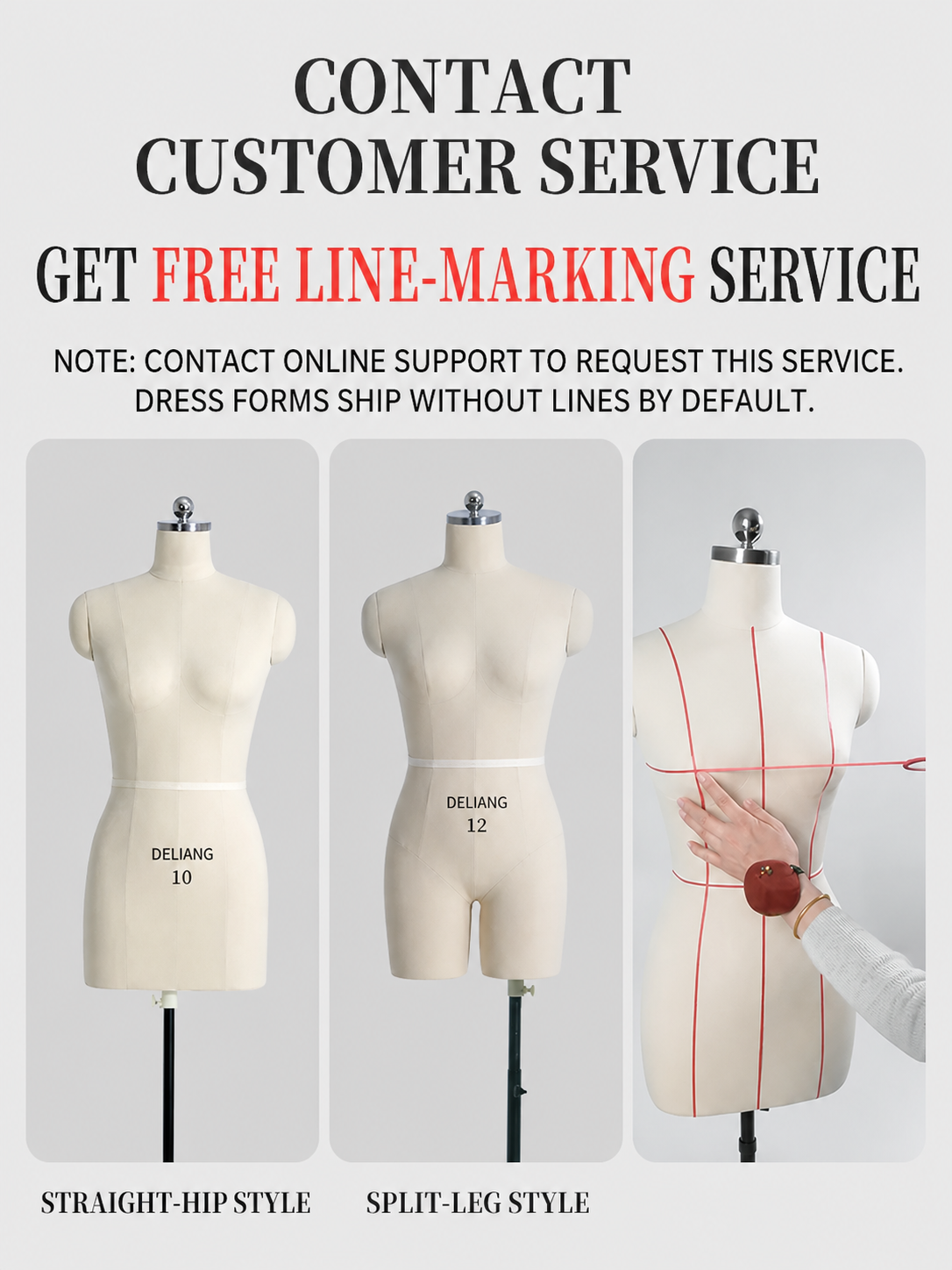 DE-LIANG Professional Female Dress Form - Half Body Pinnable Sewing Mannequin for Draping & Pattern Making With Base