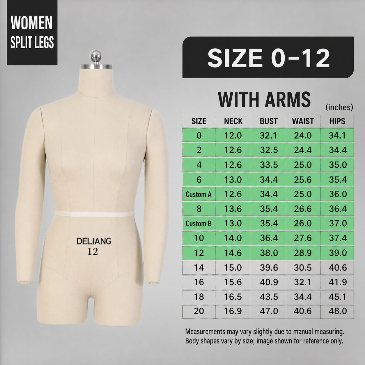 DE-LIANG Professional Female Dress Form - Half Body Pinnable Sewing Mannequin for Draping & Pattern Making With Base