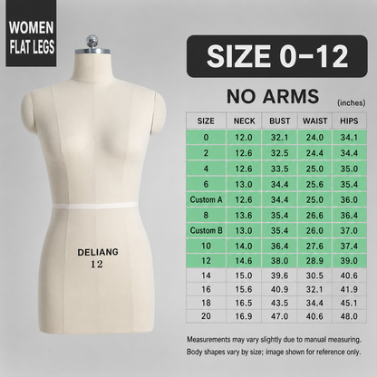 DE-LIANG Professional Female Dress Form - Half Body Pinnable Sewing Mannequin for Draping & Pattern Making With Base