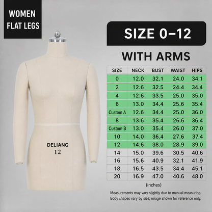 DE-LIANG Professional Female Dress Form - Half Body Pinnable Sewing Mannequin for Draping & Pattern Making With Base