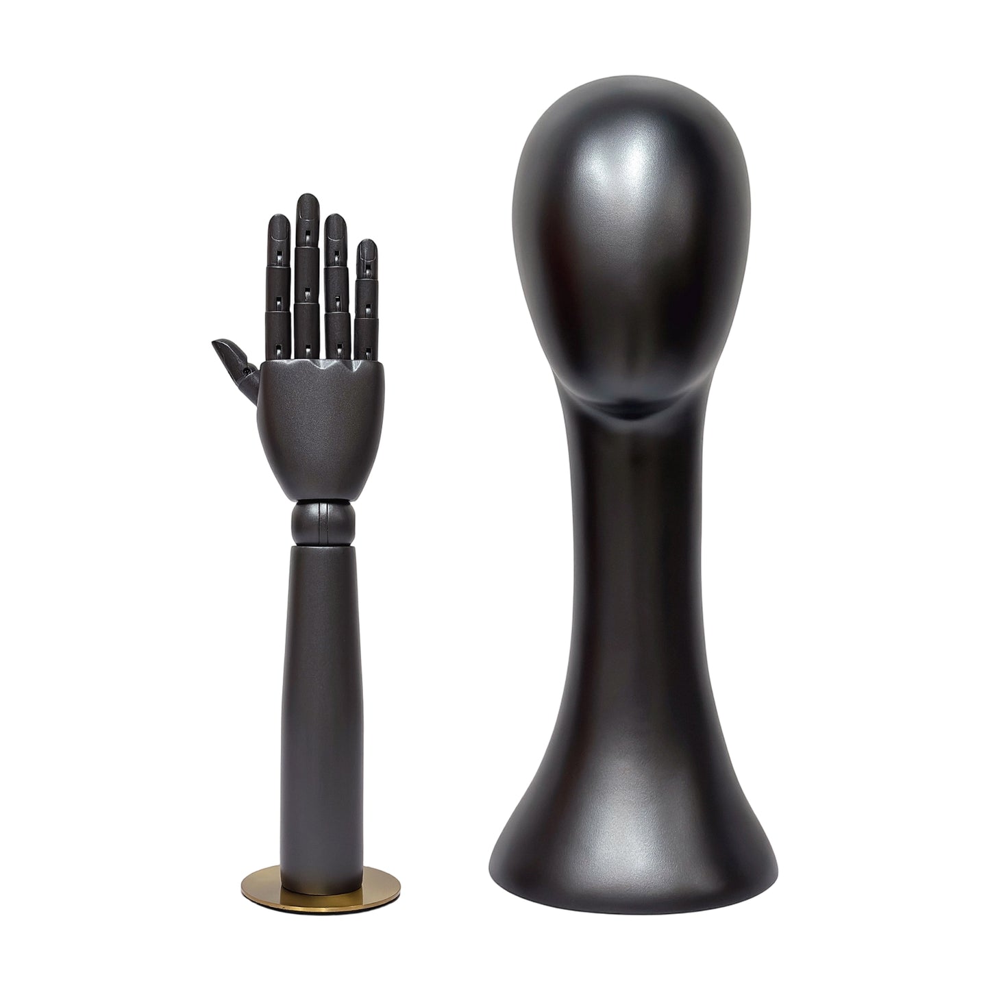DE-LIANG Pearlescent Mannequin Head & Wooden Hand Display Set for Jewelry, Fashion & Retail