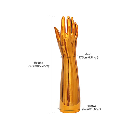 DE-LIANG Female Male Mannquin Hand, Wrist Brace Hands Mannequin, Elbow Wrist Protection Jewelry Display Stand, JewelryRose Gold&Chrome Silver*1pcs
