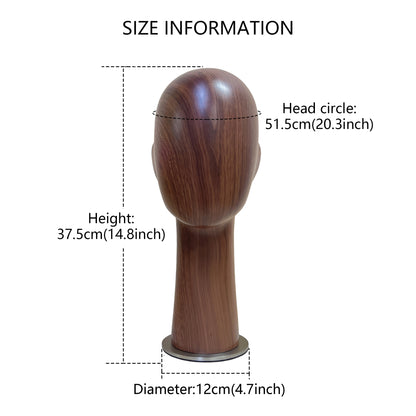 Brown Plastic FiBerglass Mannequin Head, Hat Head Dummy, Wig Display Head model ,Water Transfer Wooden Head Effect, Display Organization Head Model for Home DE-LIANG