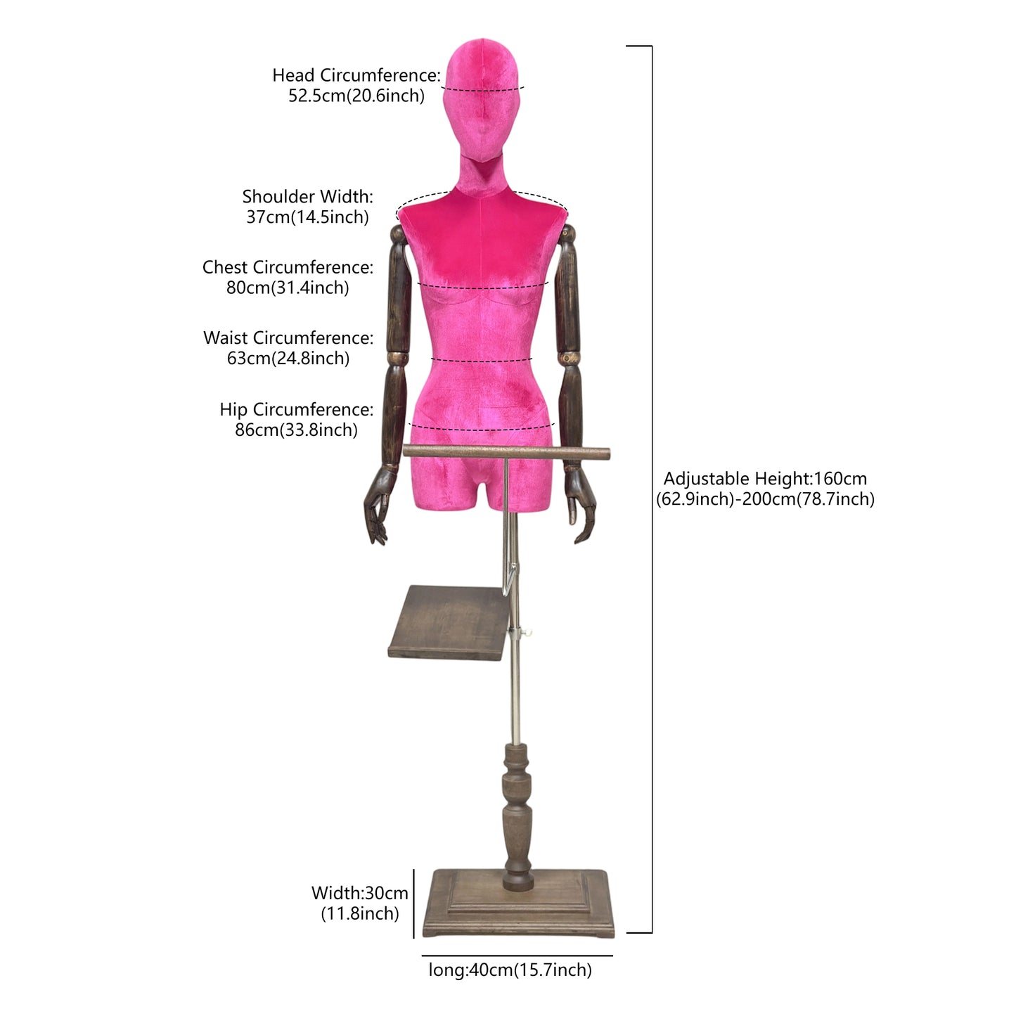 DE-LIANG Velvet Half Body Mannequin for Clothing Boutique & Retail Display | 4 Colors