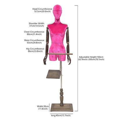DE-LIANG Velvet Half Body Mannequin for Clothing Boutique & Retail Display | 4 Colors
