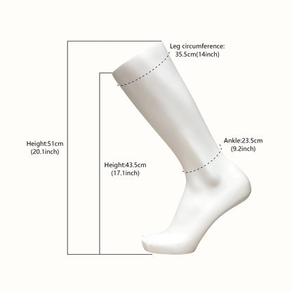 DE-LIANG Luxury Matte White Fiberglass Male Leg Mannequin & Foot Model Display Props for Ankle Brace