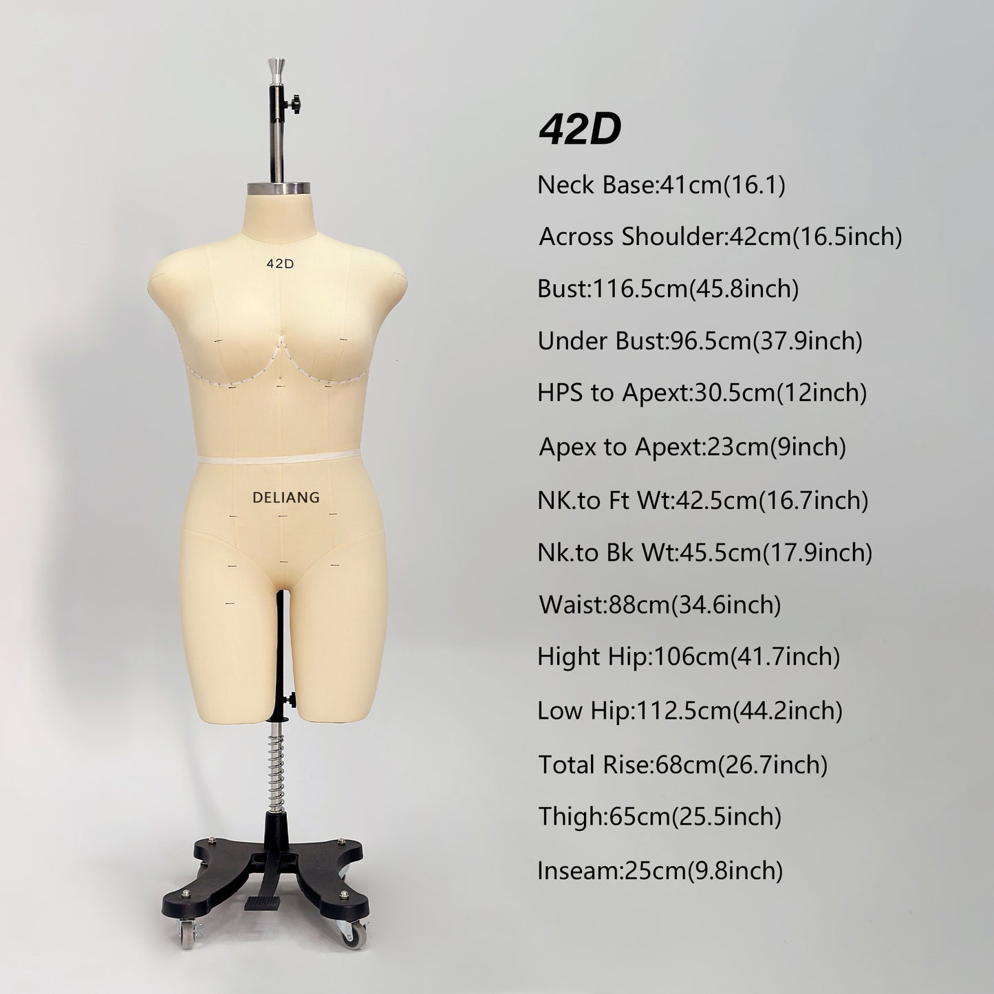 DE-LIANG Lingerie & Swimwear Dress Form for Pattern Making, Draping & Bra Fitting