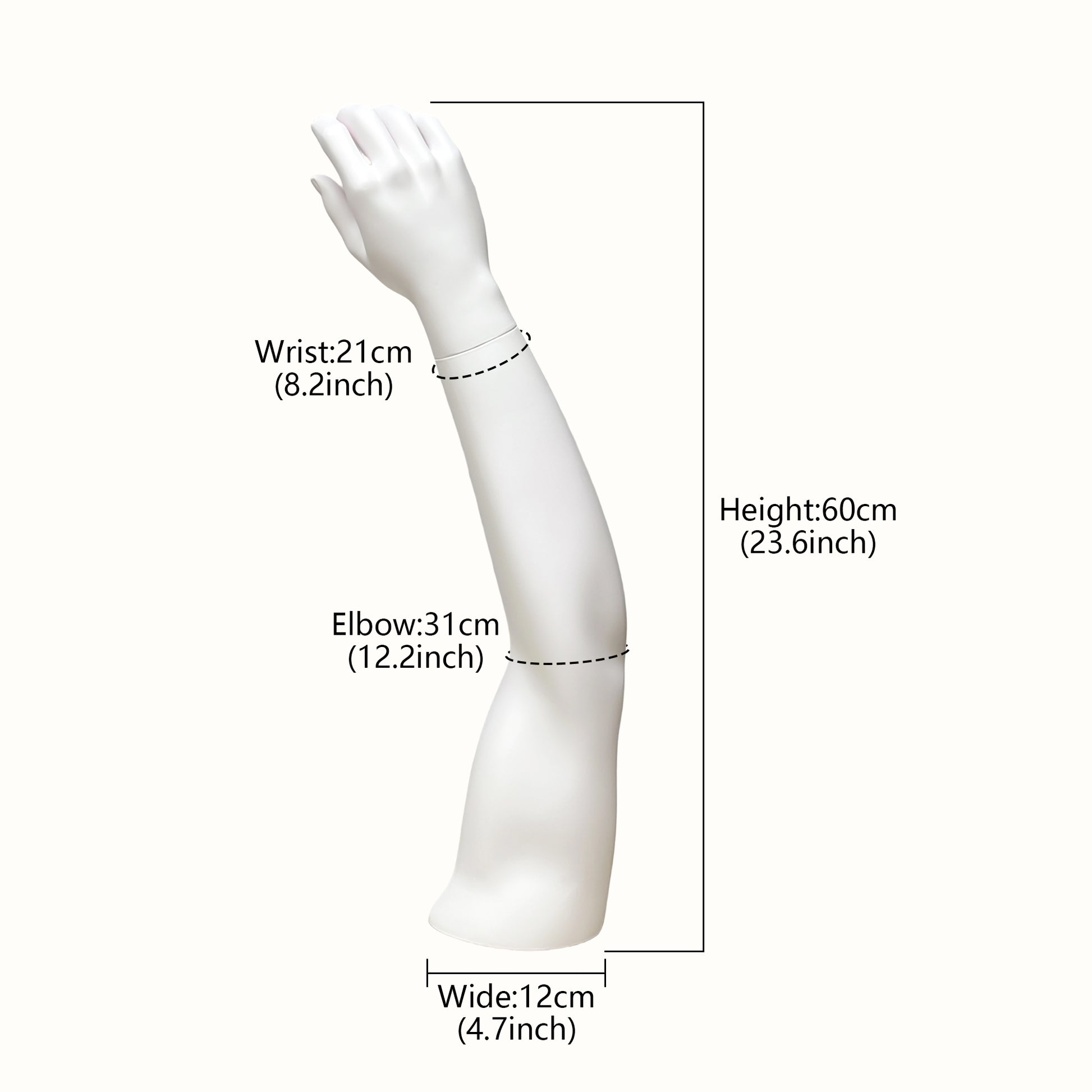 DE-LIANG Fiberglass Male Elbow Form Mannequin Display - Matte White Athletic Protector Props