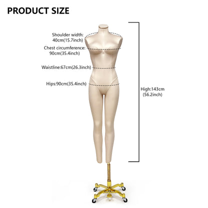 DE-LIANG Full Body Dress Form for Gowns & Pants | Soft Chest | Pinnable | 143cm