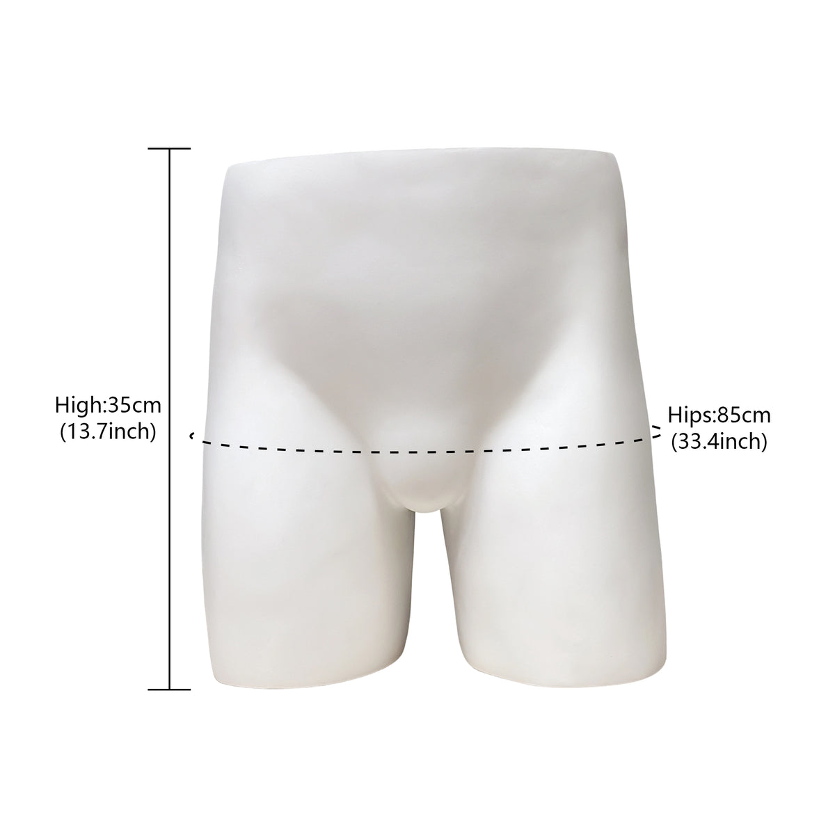 DE-LIANG Fiberglass Male Hip Form Mannequin Display - Matte White Athletic Protector Props