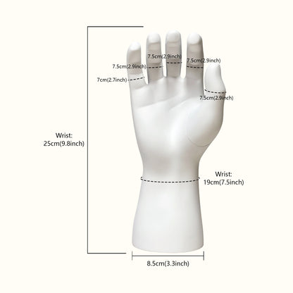DE-LIANG Matte White Male Fiberglass Hand Display Stand: Jewelry /Watch Display; Sports Gloves and Wristbands Display.