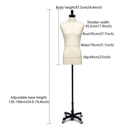 DE-LIANG Male Half Body Dress Form, Men Fabric Mannequin for Suit and Cloth Display