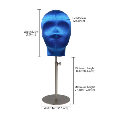 DE-LIANG Plus Size Female Silk Mannequin Head with Adjustable Stand for Wigs & Hats