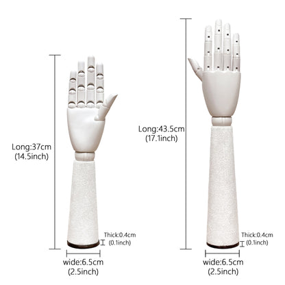 DE-LIANG White Velvet Wooden Hand, Luxury White Painted Mannequin Hands for Women's Apparel Jewelry Watch Ring Display-Right Hand Size37&43.5cm*1pcs