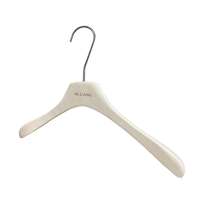 DE-LIANG | Beech Wood Clothes Hangers | Milk White Finish | Custom Logo | Bulk 50pcs