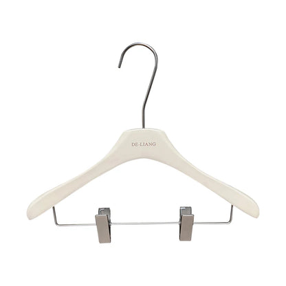 DE-LIANG | Beech Wood Clothes Hangers | Milk White Finish | Custom Logo | Bulk 50pcs