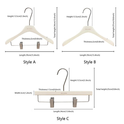 DE-LIANG | Beech Wood Clothes Hangers | Milk White Finish | Custom Logo | Bulk 50pcs