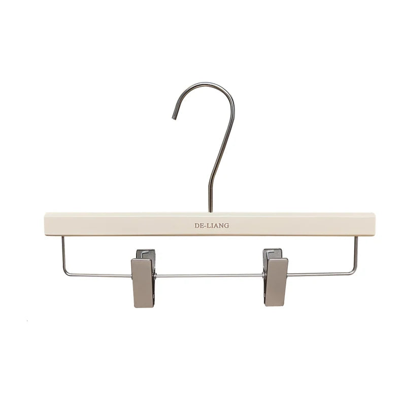 DE-LIANG | Beech Wood Clothes Hangers | Milk White Finish | Custom Logo | Bulk 50pcs