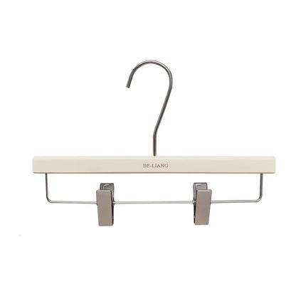 DE-LIANG | Beech Wood Clothes Hangers | Milk White Finish | Custom Logo | Bulk 50pcs