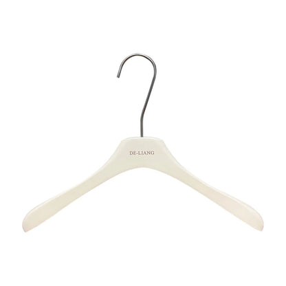 DE-LIANG | Beech Wood Clothes Hangers | Milk White Finish | Custom Logo | Bulk 50pcs