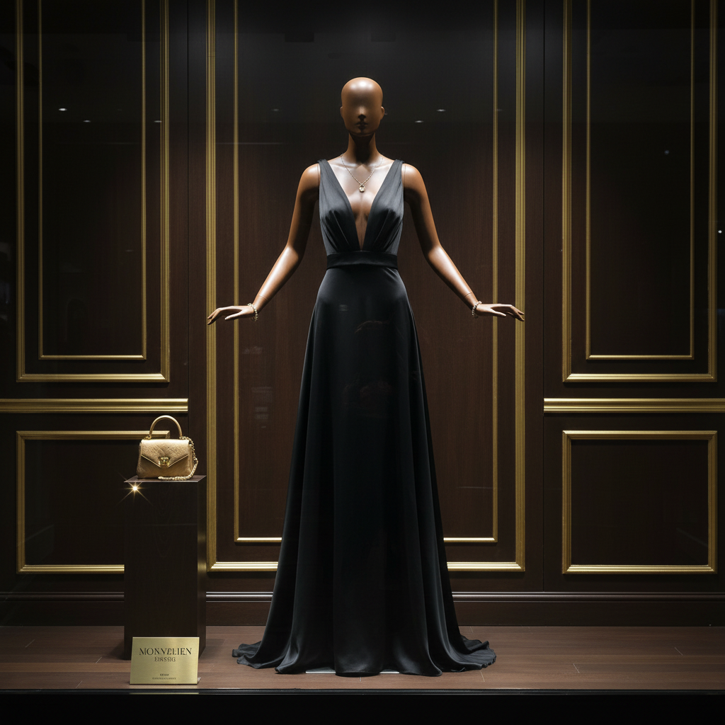 Luxury Boutique Window - Black Evening Gown