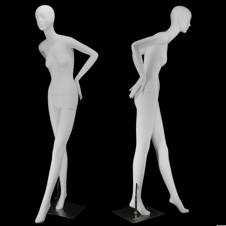 Female Full Body Display Mannequin, Luxury Brand Window Display Props Unique Design, Fashion Slim Body White Fiberglass Woman Dressform De-Liang Dress Forms