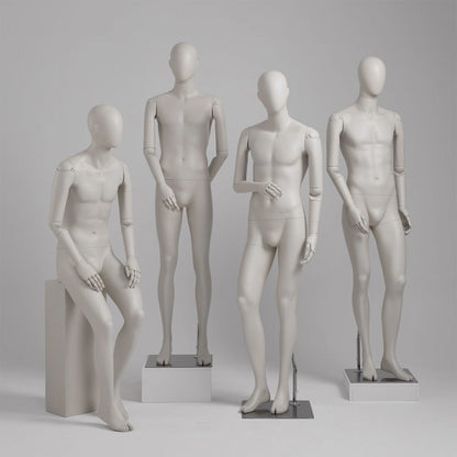 DE-LIANG Luxury Male Full Body Mannequins,Light Gray to Gray Male Dress Form Display Mannequis with Base,Stand Realistic Model for Clothing Shops