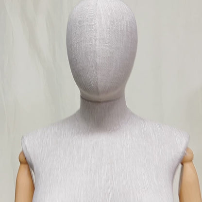 Adult Female Plus Size Torso Mannequin,Half Body Mannequin Torso,Bamboo Linen Fabric Clothing Dress Form,Adult Props with Wooden Arms,Mannequin for Cloth Window Display