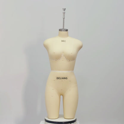 DE-LIANG Professional 36C Female Dress Form with Marking Lines – Fiberglass Tailor Dummy for Draping (Torso Only)