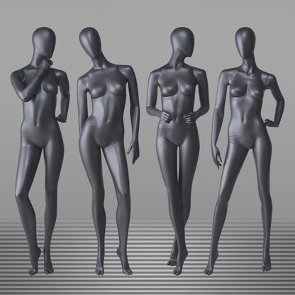 DE-LIANG Matte Black Female Full Body Mannequin Set,Realistic Fiberglass Dress Form Display Model for Clothing Stores, Fashion Boutiques & Window Displays