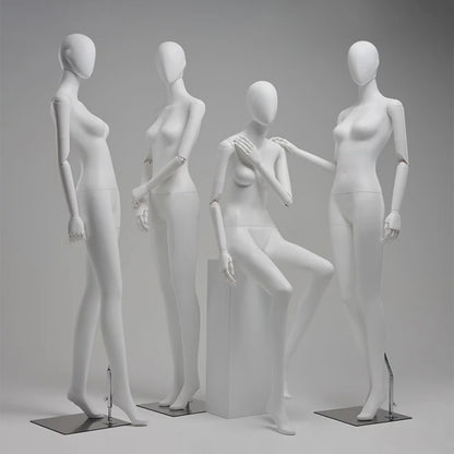 DE-LIANG Matte White Female Full-Body Mannequin, Poseable Joints, Window Display