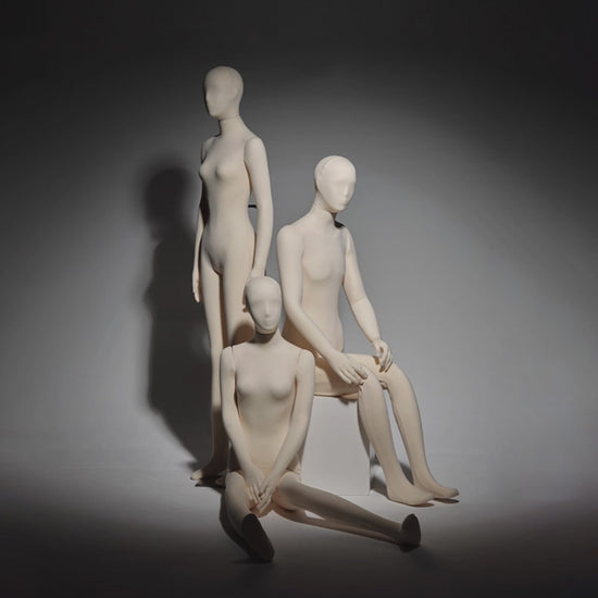 Professional dress form mannequin with abstract head design