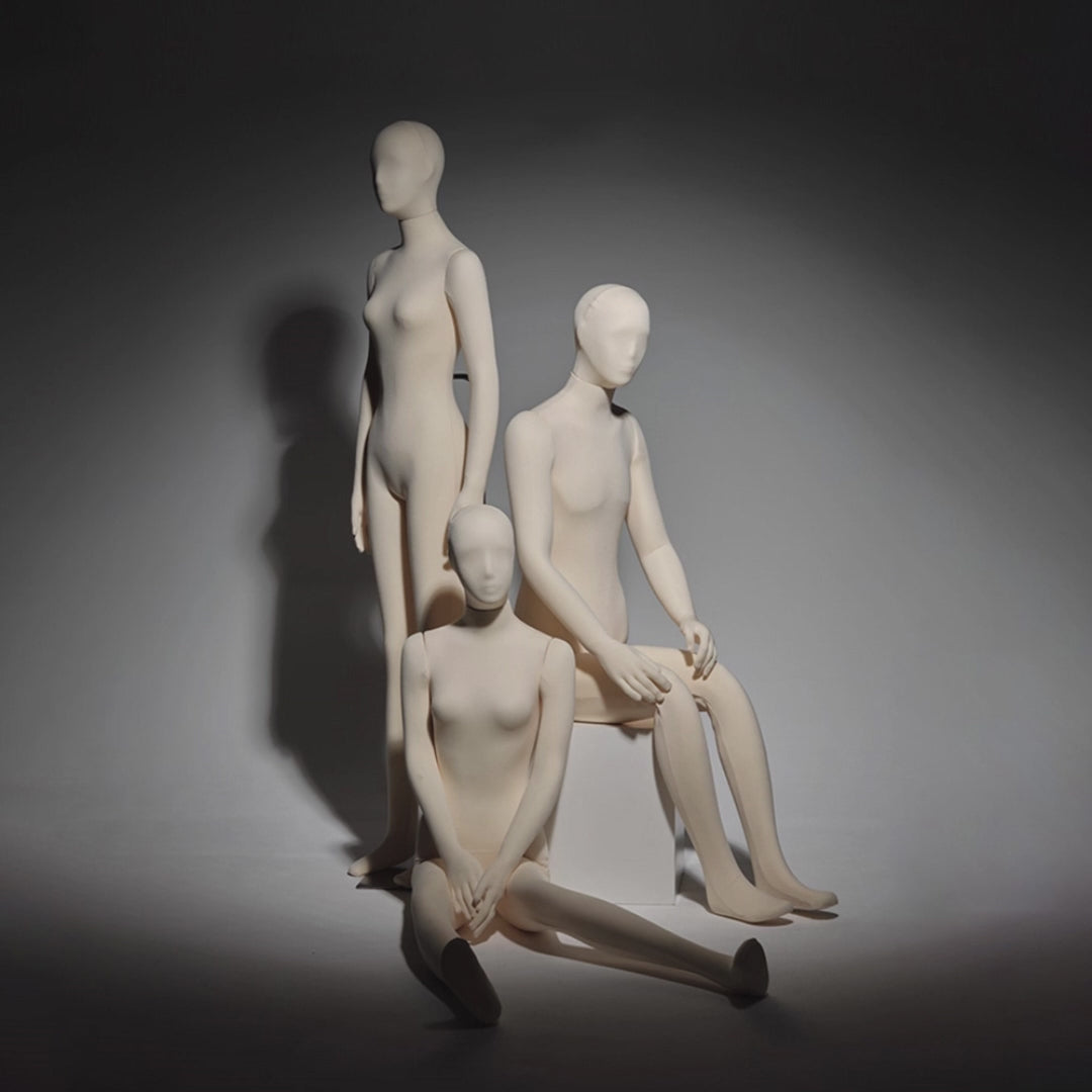 Professional dress form mannequin with abstract head design