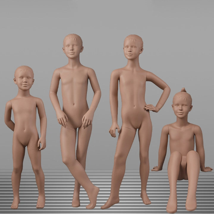Brown Kids Full Body Mannequin with Arms and Base