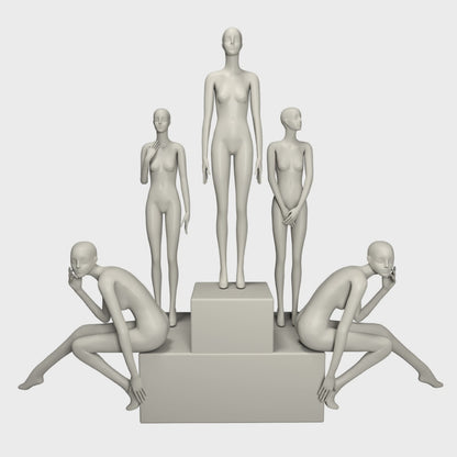 DE-LIANG Female Face Full Body Mannequins,White Color Display Fiberglass Dress Form with Torso Display, Modern Posing Mannequin for Fashion Boutiques & Window Displays DL0215