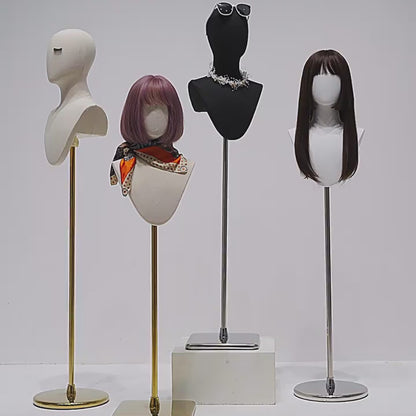DE-LIANG Cosplay Mannequin Head Stand | Wigs Hats Jewelry | Extra-Long Wig Display