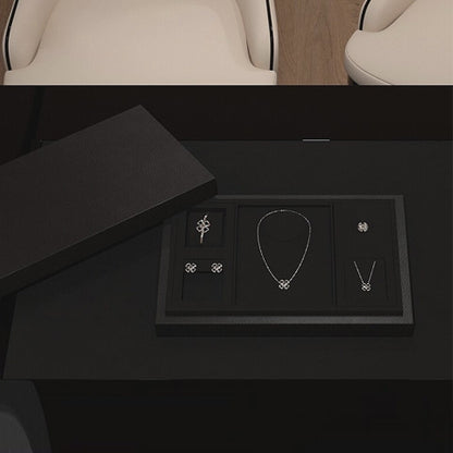 DE-LIANG Elegant Black Necklace Storage Box,Jewelry Organizer Traysl Organizer Display Storage Case for Rings Earring Necklace Bracelet,PU Leather & Microfiber DL2559