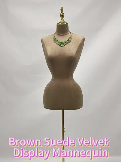 Close-up of soft suede velvet fabric covering on female display mannequin