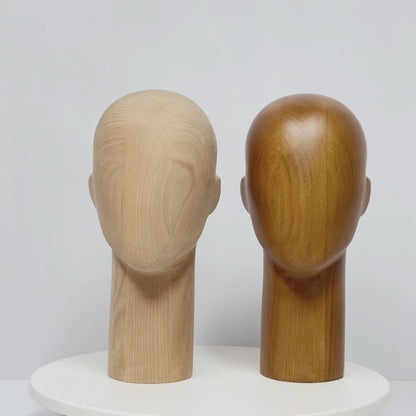 Wooden Mannequin Head Stand | Wig Hat Glasses Tie Display | DE-LIANG