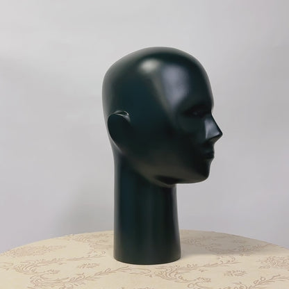 Modèle de tête de main en bois massif, tête de mannequin verte en bois avec oreille, nez, œil, vert foncé, accessoires d'affichage de moule en bois classique pour créateur de mode