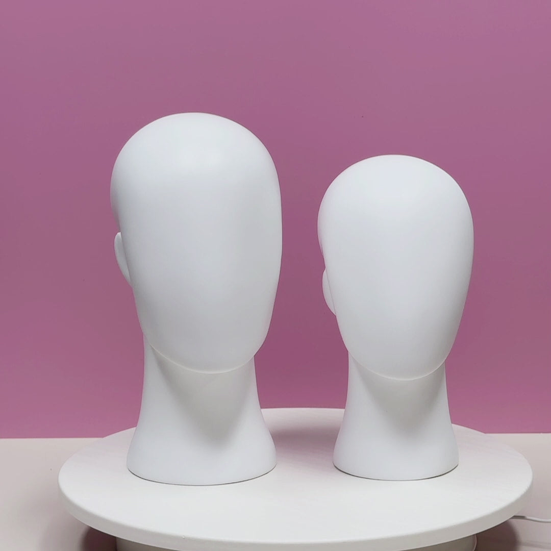 DE-LIANG Matt White Fiberglass Mannequin Head for Hat and Wig Display