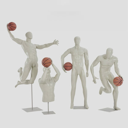 DE-LIANG Male Basketball Sport Mannequins,Grey Fitness Dress Form Mannequin Torso Full Body for Window Display,Sportwear