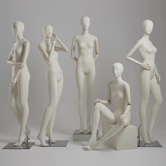 Sculpted Fabric Female Mannequin with Wooden Arms