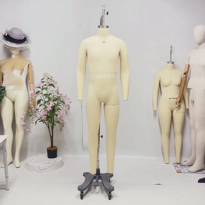 DE-LIANG Professional Male Tailor Dress Form with Legs and Base,Adult Adjustable Mannequin Torso, Full Body Sewing Form for Fashion Design, Pattern Making & Garment Display