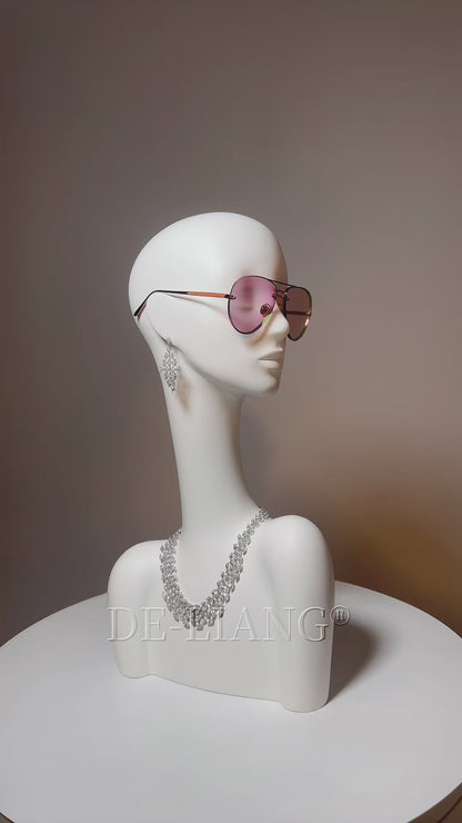 DE-LIANG Luxury Mannequin Head Stand,Matte White Long Neck Female Mannequin Display With Shoulder,Wig Head Display Stand for Hat / Jewelry / Glasses / Ring Display