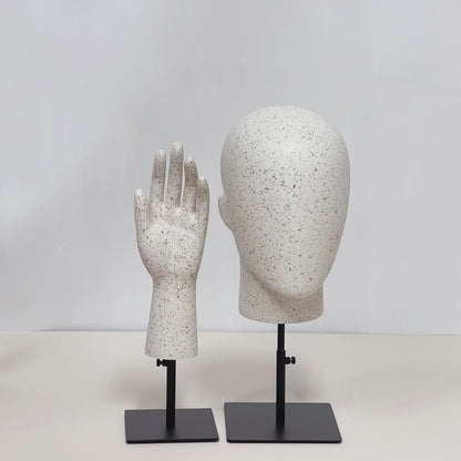 DE-LIANG Marble Head & Hand Display for Wigs, Hats, Sunglasses, Gloves & Jewelry