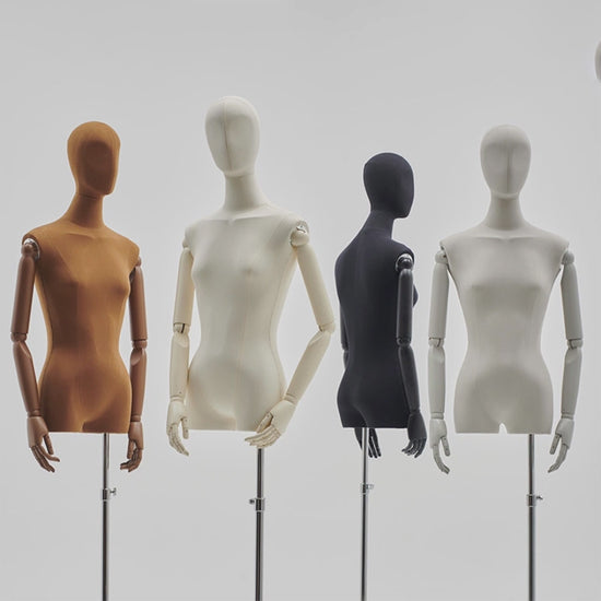 female half body mannequin with arms for boutique clothing display