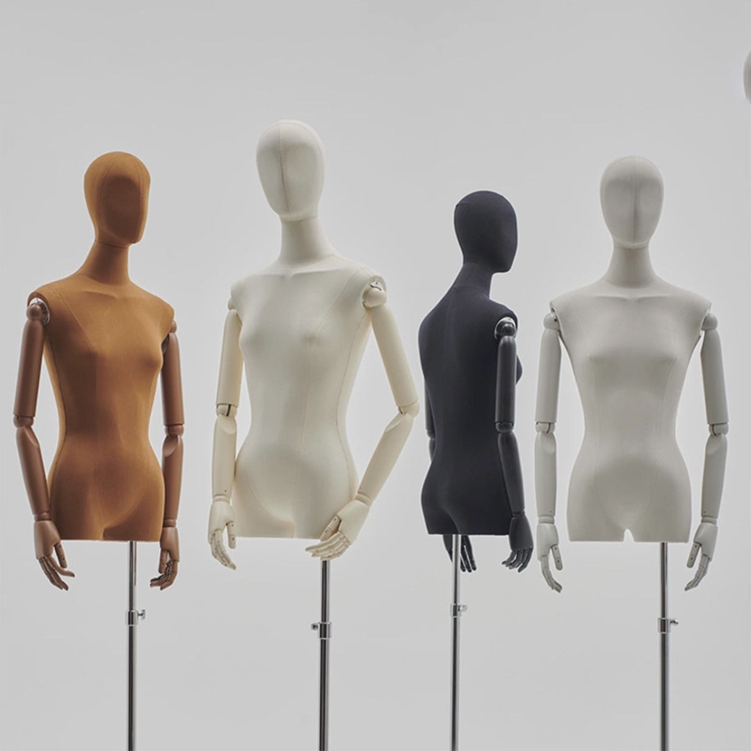 female half body mannequin with arms for boutique clothing display