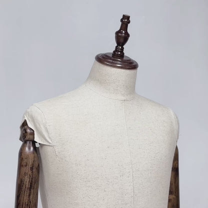 Male Half Body Mannequin, Men Suit Display Model with Wooden Arms and Cross Four-Wheel Base